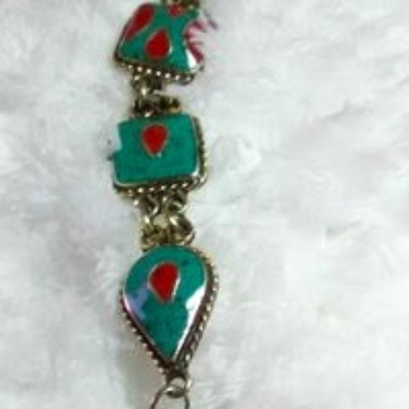 Red Coral & Turquoise Bracelet - Picture 2 of 5